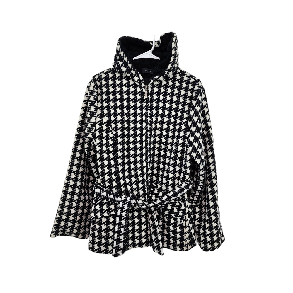 Sandro Women's Houndstooth Full Zip Coat - M